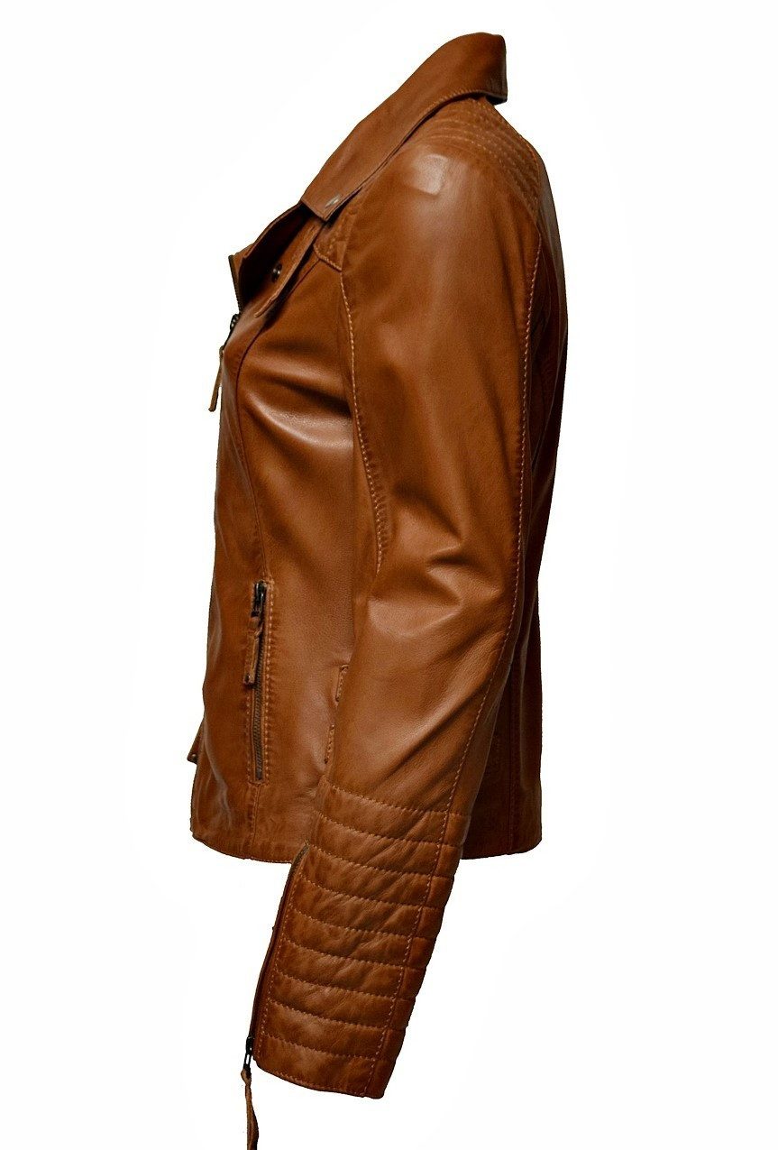 Zimmert Leather Lederjacke Liszy weiches Lammnappa Leder, Cognac, GRau, Bik günstig online kaufen