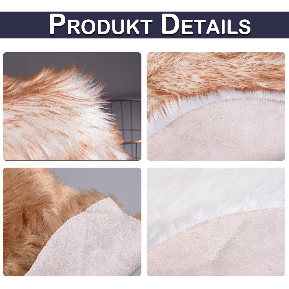 Jibenhome Hochflor-Teppich Herzförmiger Fellteppich,Kunstfell Schaffell,Hochflor Shaggy Teppiche, Heißes Rosa,40 cm x 50 cm, Höhe: 60 mm, Bodenteppich, Waschbar – Bild 3 von 5