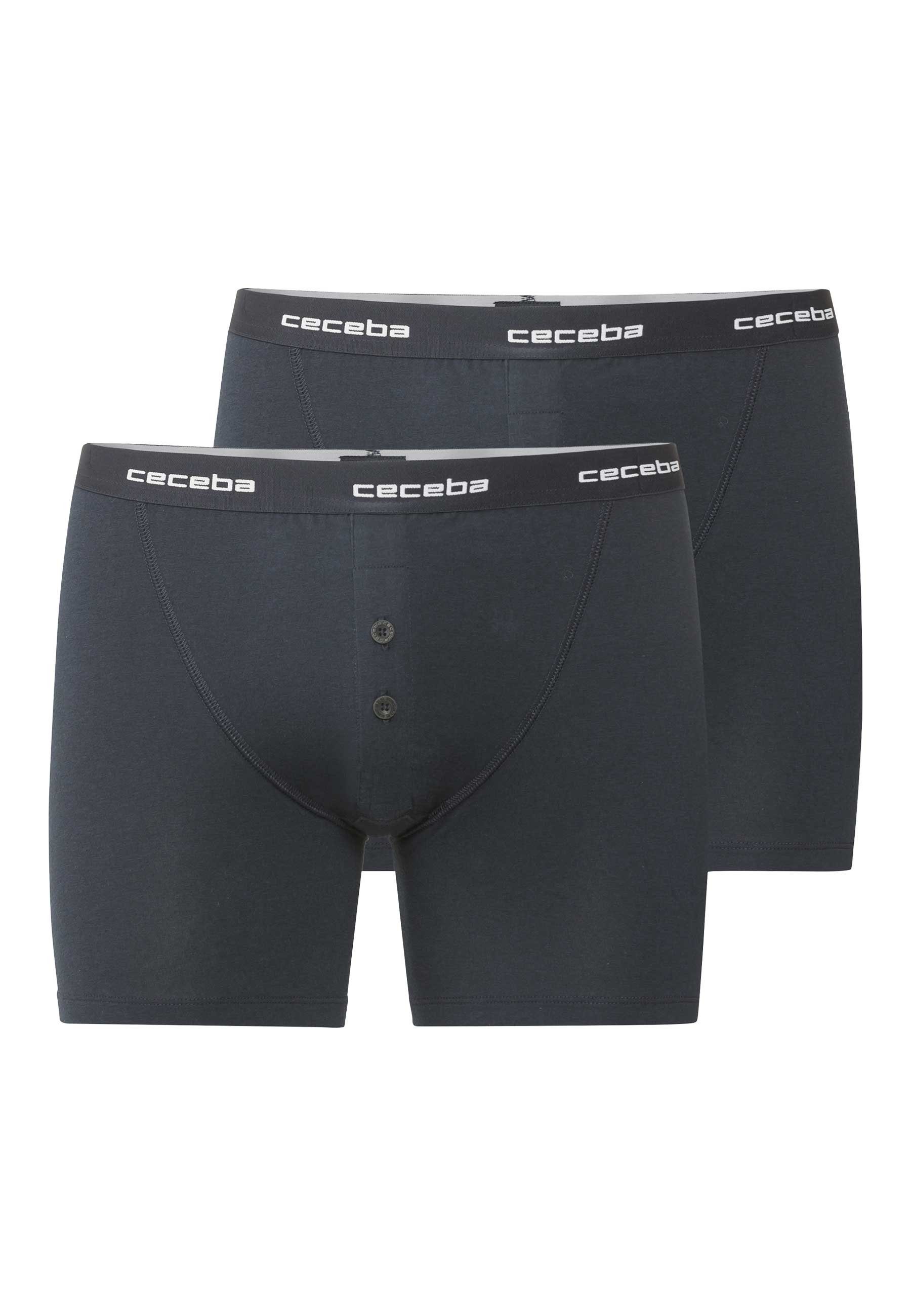 Langer Boxer CECEBA Herren Long-Pants blau uni 2er Pack