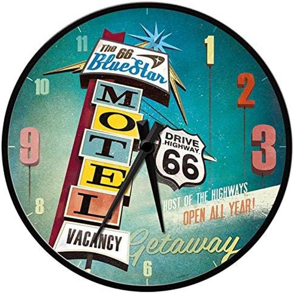 Nostalgic-Art Wanduhr Wanduhr - US Highways The 66 Blue Star Motel – Ø 31 cm