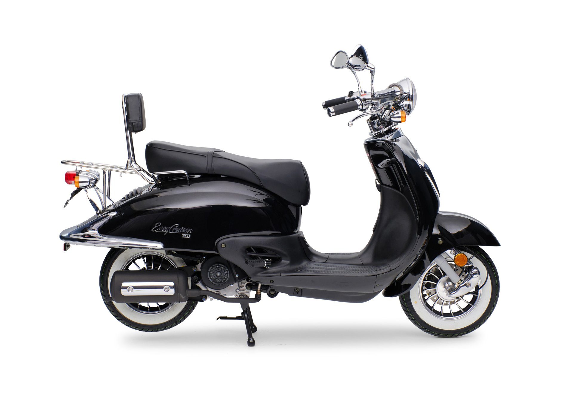 Retro Easycruiser Motorroller Schwarz km/h, Roller 50 Burnout 45 ccm, Euro Eco, 5,