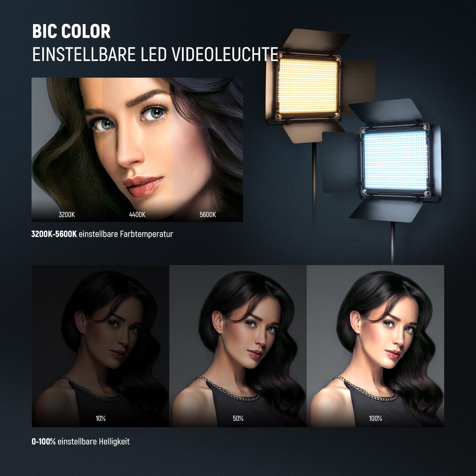 Neewer Videoleuchte NL660 LED Videolicht Panel 2 Set mit Stativ, Bi Farbe CRI96, LED Videoleuchte Fotolicht mit Barndoor, für Fotografie Video Studio