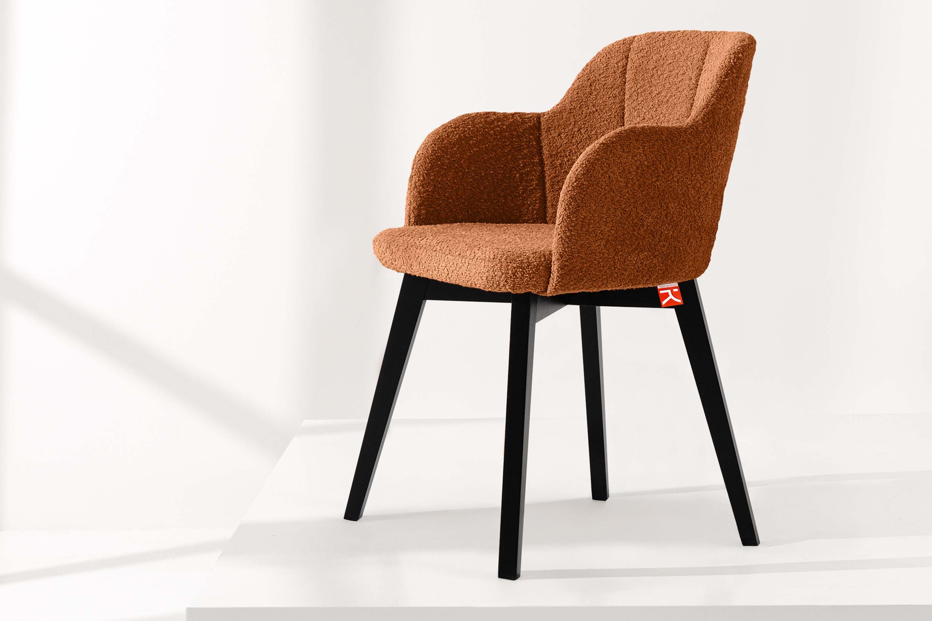 KONSIMO® Polsterstuhl LONIS Esszimmerstühle (2er Set), Loungesessel, hergestellt in der EU, (Boucléstoff, 2 St), superstabiler schwarz Buchenholzrahmen, Modern, mit Armlehnen