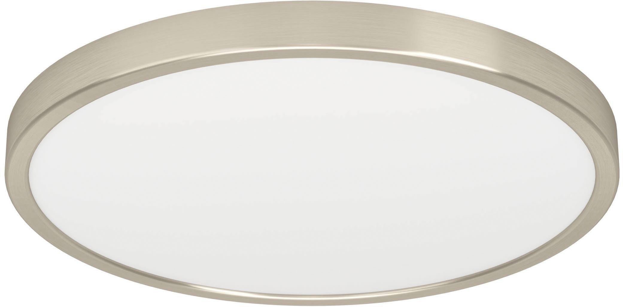 EGLO Aufbauleuchte Fueva 6 Aufbaulampe, Metall und Kunststoff, silber, weiß, Deckenlampe, mehrere Helligkeitsstufen, LED fest integriert, Kaltweiß, Neutralweiß, Warmweiß, Aufbauleuchte - H2,5 x Ø38,9 cm - nickel-matt - 17W inkl.