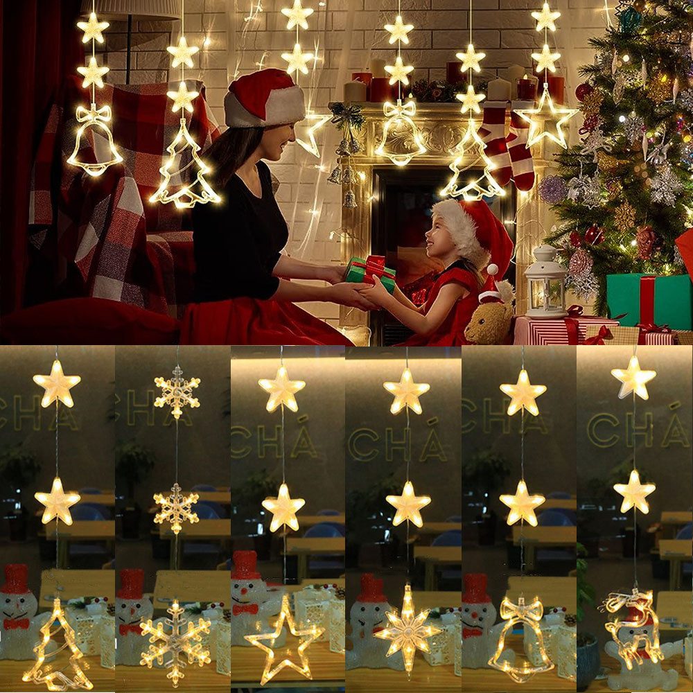 PRIISF Beleuchtetes Fensterbild LED Fenster Beleuchtung Lichter Saugnapf Nachtlicht Weihnachten Deko, Lichtervorhang Lichterkette LED Dekolicht Weihnachtsmann Schneeflocke