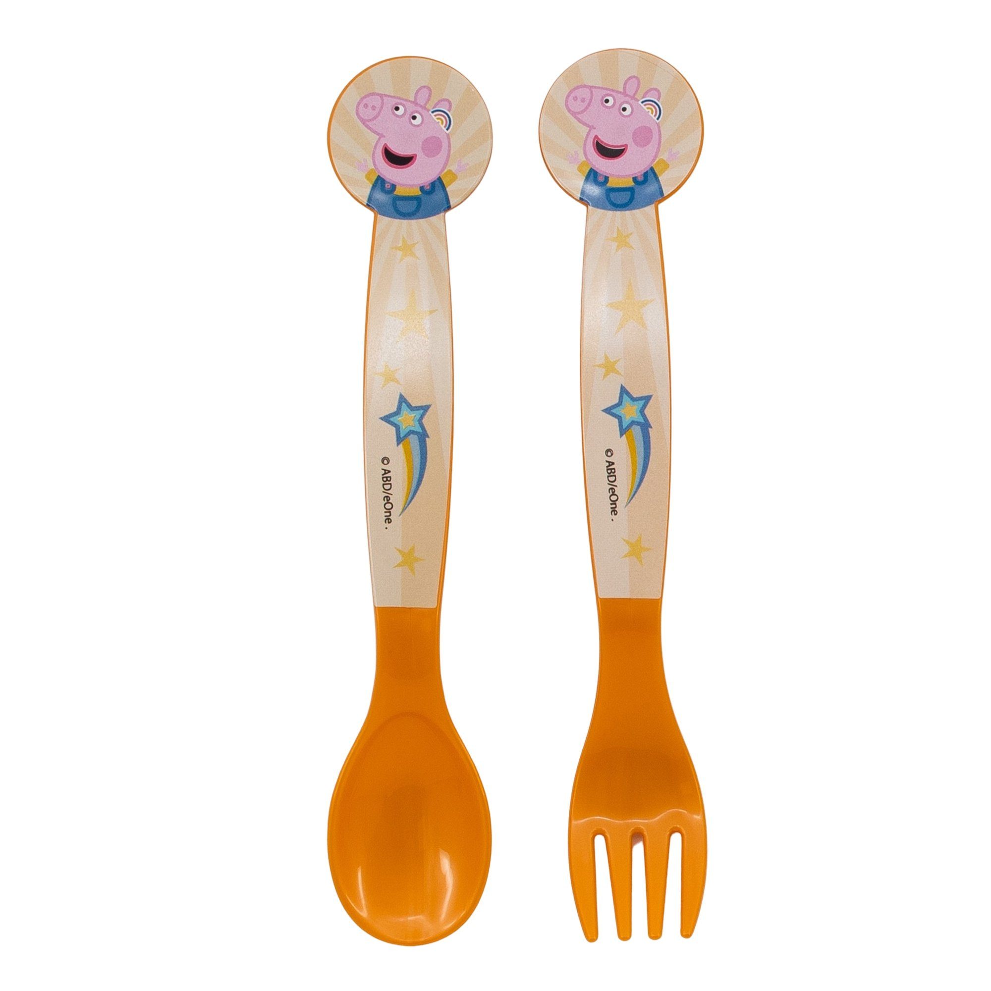 Peppa Pig Lunchbox Peppa Wutz 4 teiliges Lunch Set - Brotdose Trinkflasche Besteck, Kunststoff, (4-tlg)