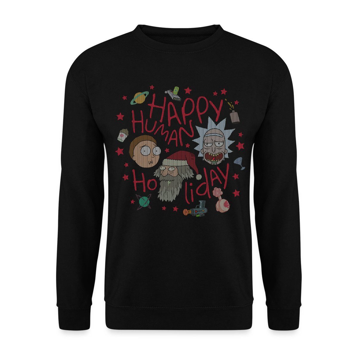 Spreadshirt Sweatshirt Rick and Morty Happy Human Holiday Ugly Christmas Un günstig online kaufen