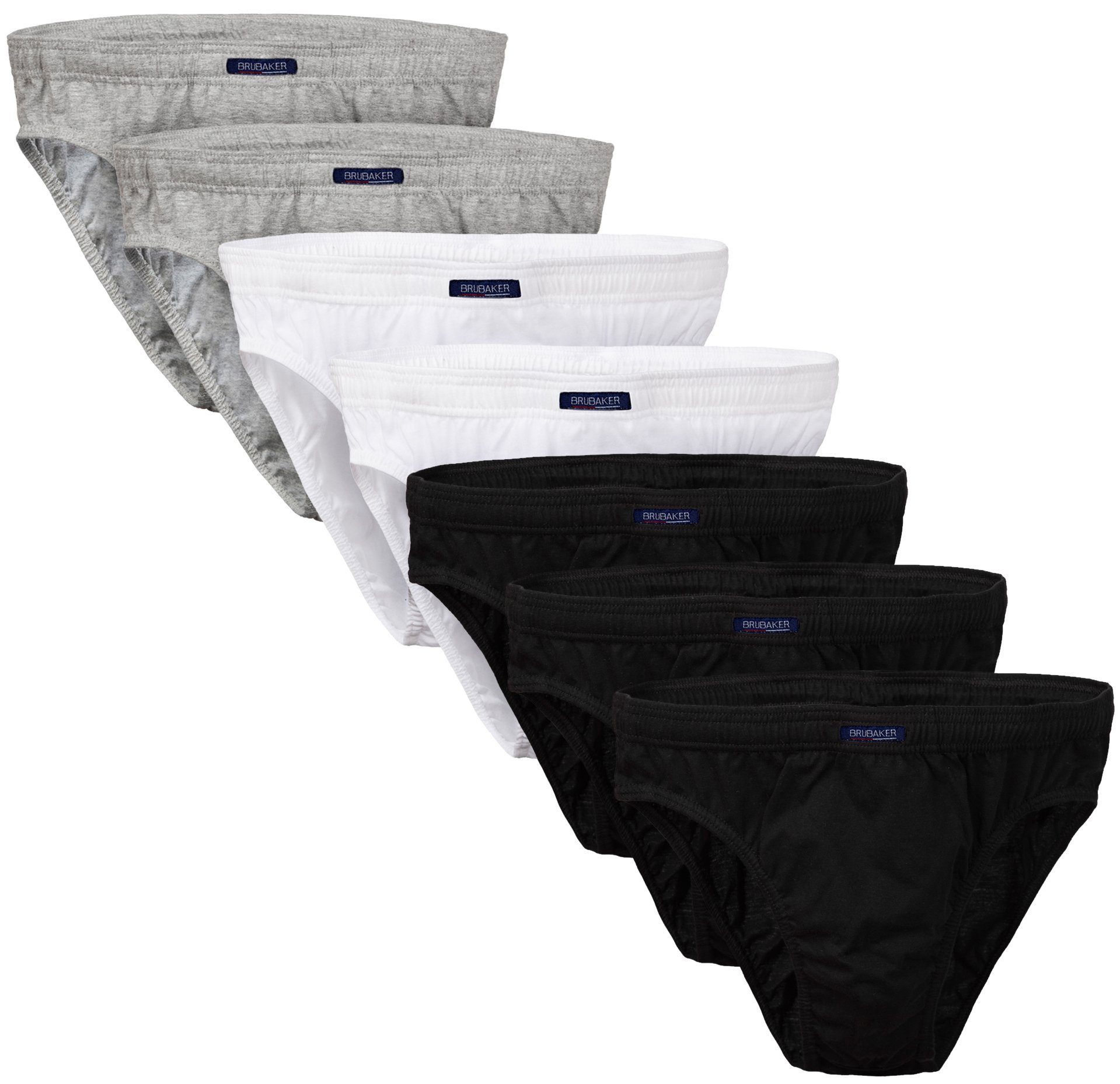 BRUBAKER Slip Herren Unterhose aus Baumwolle (Spar-Pack, 7-St., 7er-Pack) Großpackung Männer Unterwäsche, sehr bequeme Passform 3x Schwarz, 2x Grau, 2x Weiß
