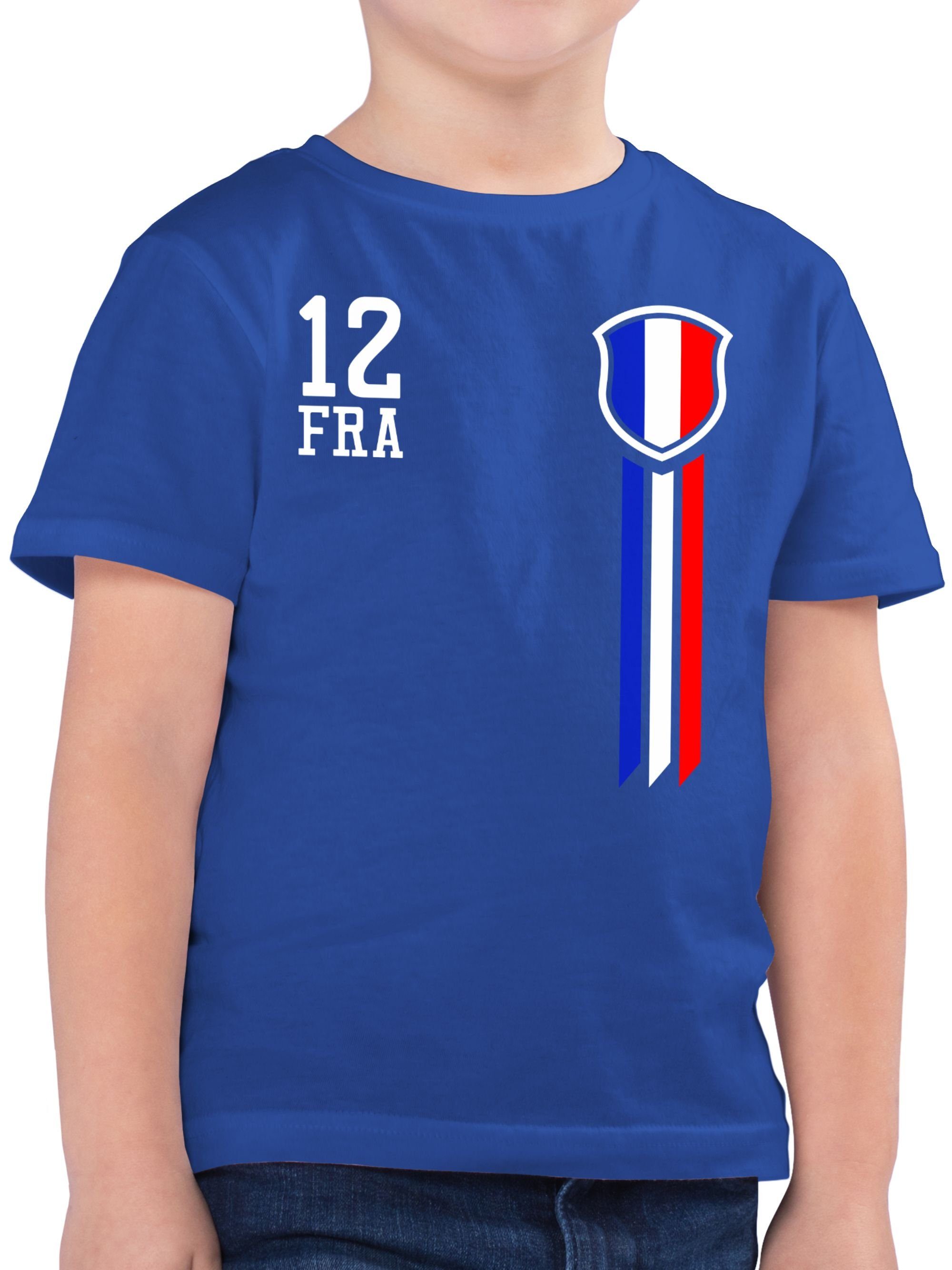 Shirtracer T-Shirt 12. Mann Frankreich Fanshirt Fussball EM 2024 Kinder 2 Royalblau