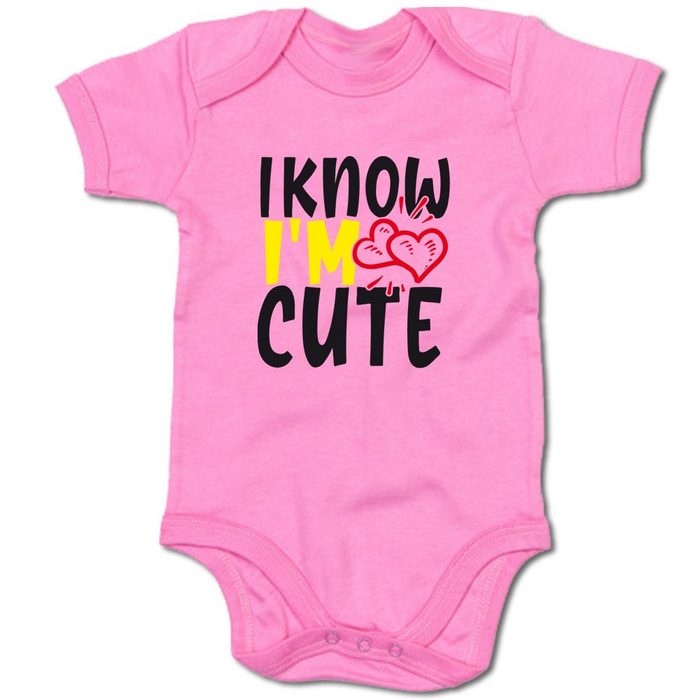G-graphics Kurzarmbody Baby Body - I know I´m cute mit Spruch / Sprüche • Babykleidung • Geschenk zur Geburt / Taufe / Babyshower / Babyparty • Strampler