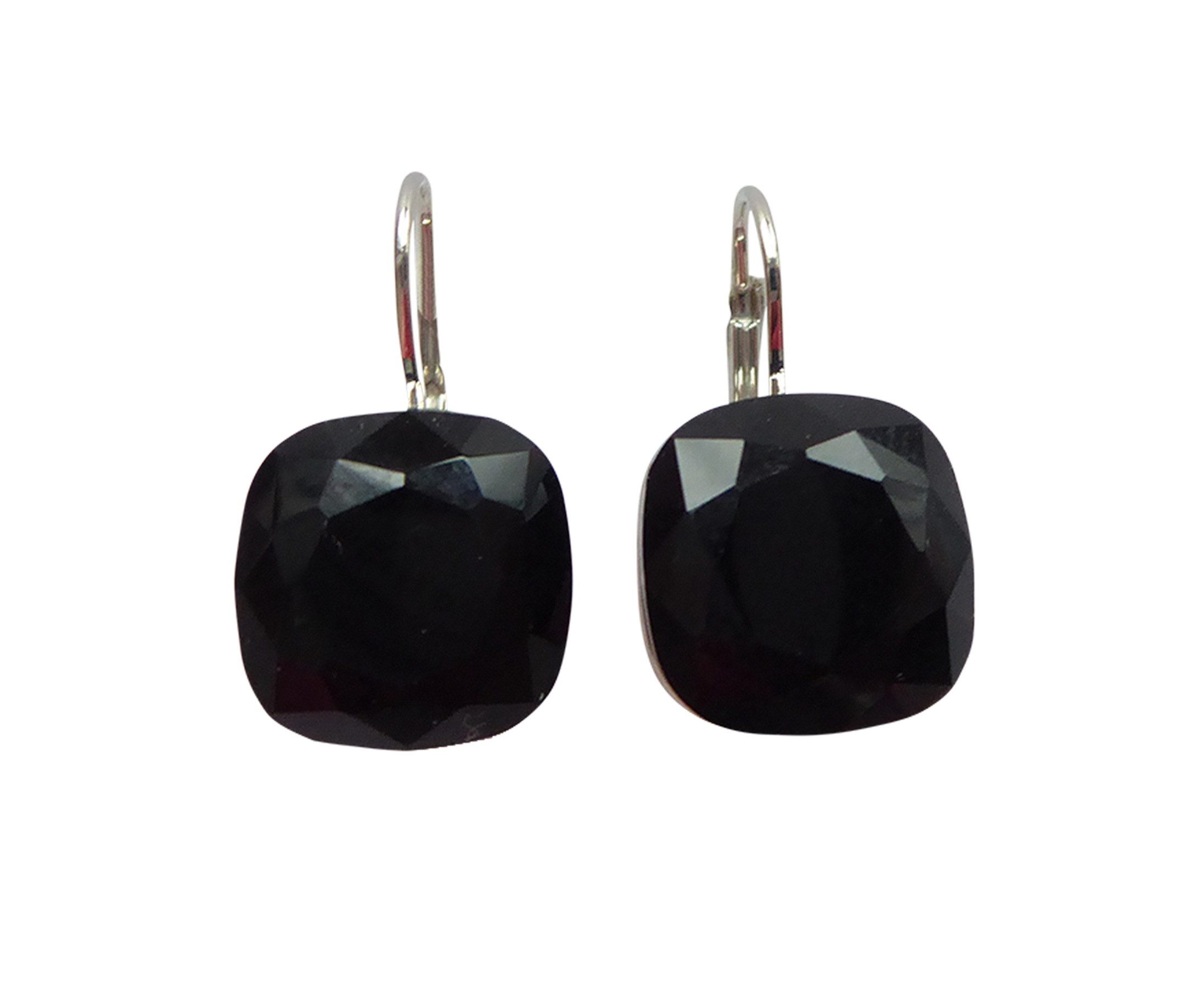 Mugello Paar Ohrhänger Romy schwarz rhodiniert elegant Abendohrringe, Handgefertigter Modeschmuck, made in Germany