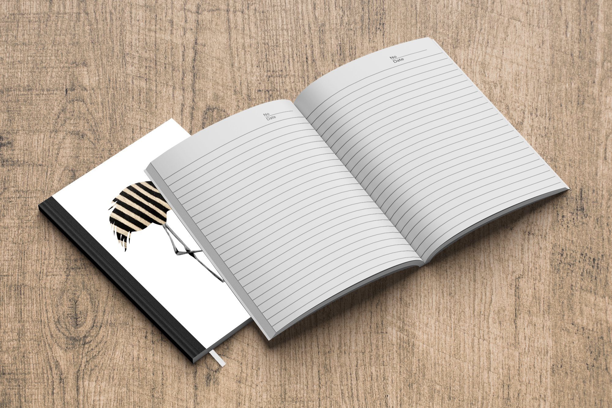 Zebra Tagebuch, A5, Haushaltsbuch - Notizbuch Notizheft, 98 Flamingo MuchoWow Merkzettel, weiß, Seiten, Schwarz - und Journal,