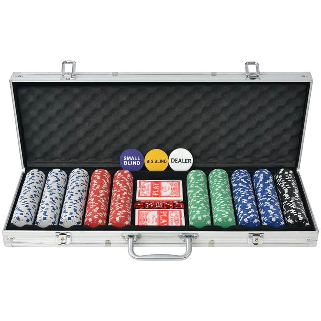 vidaXL Steckdose Poker Set mit 500 Chips Aluminium