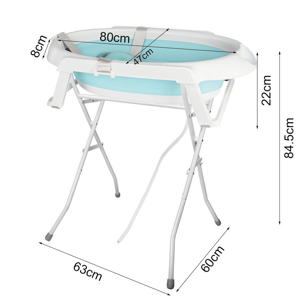 JEOBEST Babybadewanne Baby Badewanne mit Gestell, Baby Wanne mit Badematte, Faltbare, (Baby Pflegeset für Neugeborene), Babywanne, Sitz, Ständer, Abfluss