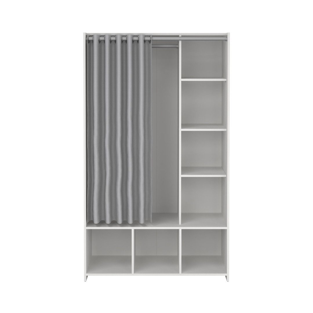 ebuy24 Kleiderschrank Kit Kleiderschrank mit Vorhang hellgrau. günstig online kaufen