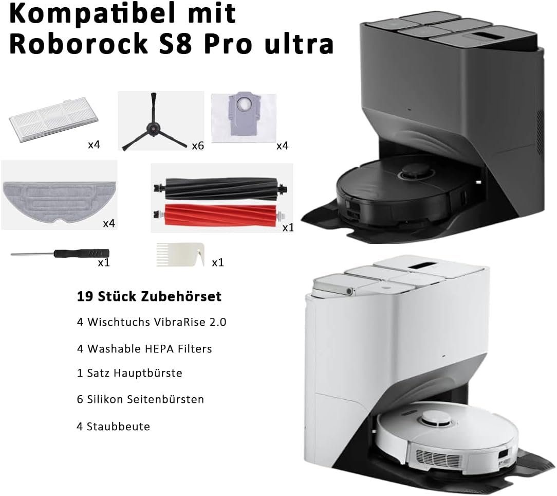 XDOVET Staubsaugerdüsen-Set Roborock Staubsauger, (22-tlg) Ultra S8 Pro für Zubehör-Set