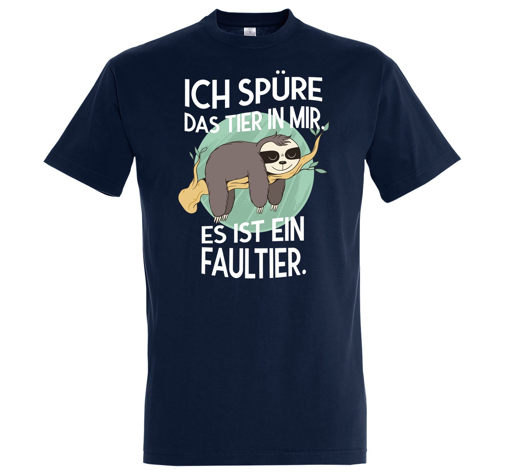 Youth Designz T-Shirt Das Tier in mir Faultier Herren T-Shirt mit lustigem Frontprint Navyblau