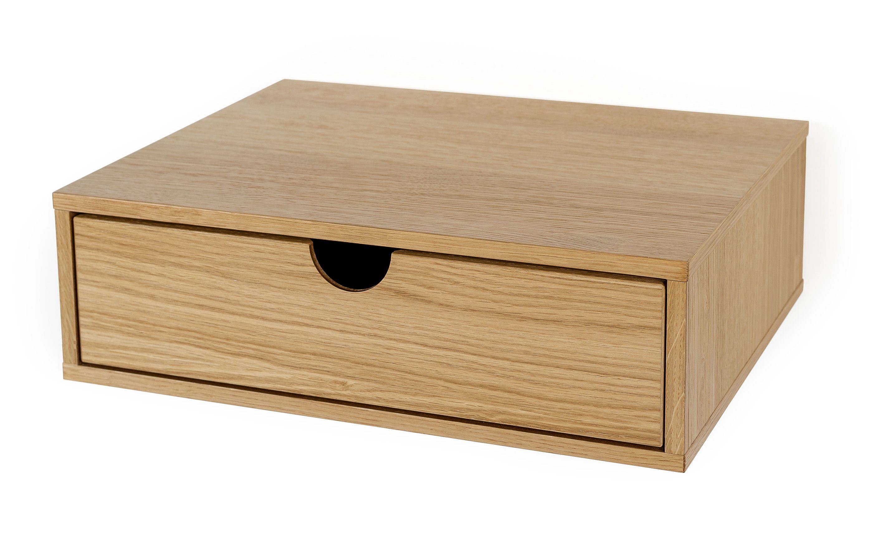 Woodman Nachttisch Farsta, Beistelltisch, Ablage mit Schublade, Holzfurnier aus Eiche, Breite 40 cm, Wandmontage, FSC®