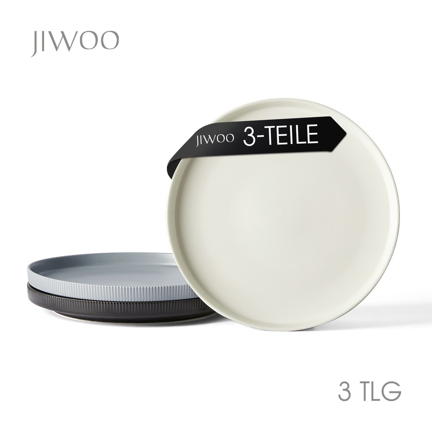 JIWOO Teller 4er Ø27,7cm, Speiseteller Steakteller Dessertteller Brotteller Plate, (3 St), Keramik Hochwertiges Tellerset Bunt Mikrowellen spülmaschinenfest