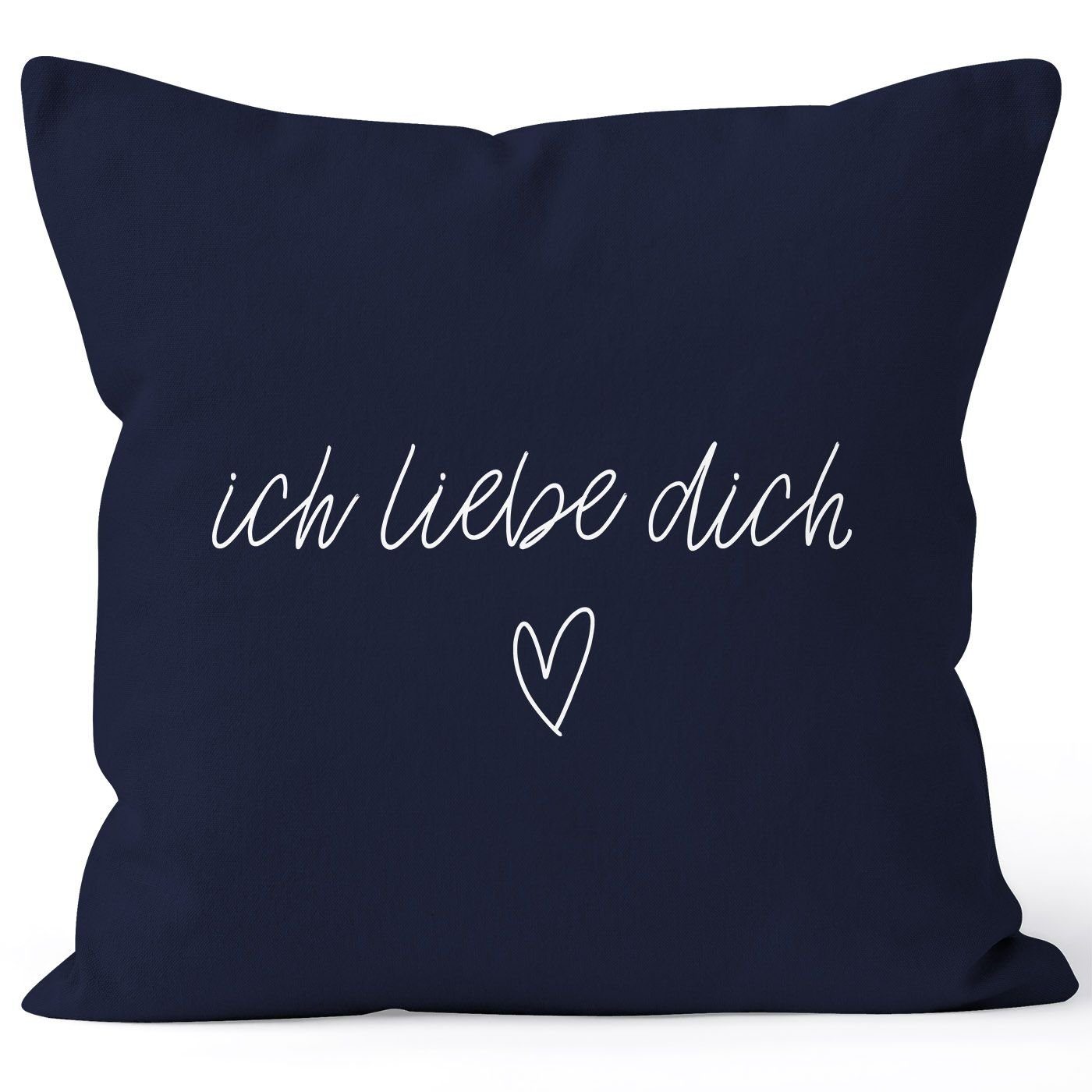 MoonWorks Dekokissen Kissenbezug Kissenhülle Ich liebe Dich Liebe Love Geschenk Deko-Kissen Baumwolle MoonWorks® navy