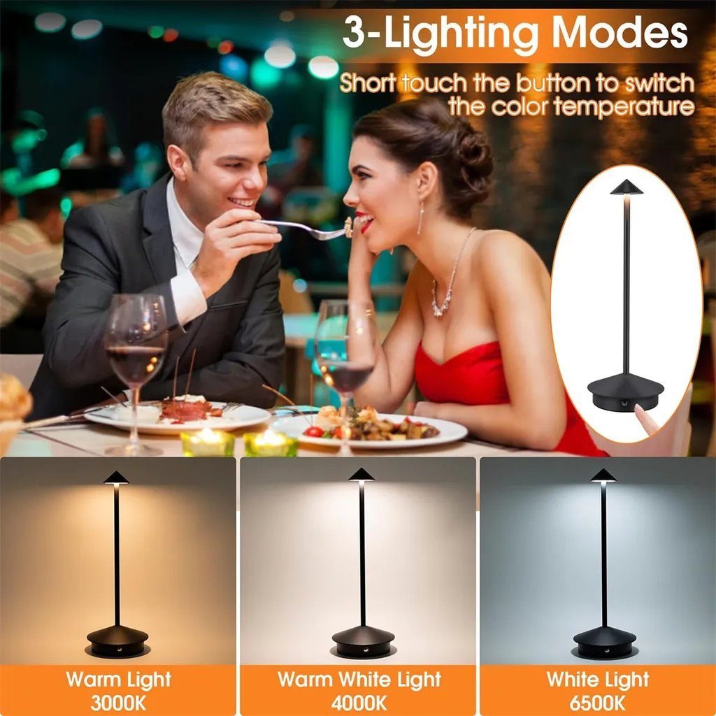 Farben, Stufenloses Tischleuchte Aufladbar LED Dimmen Nachttischlampe Ciskotu lampe USB Tragbare Dimmbare Kabellose in Tischlampe, drei LED kabellose