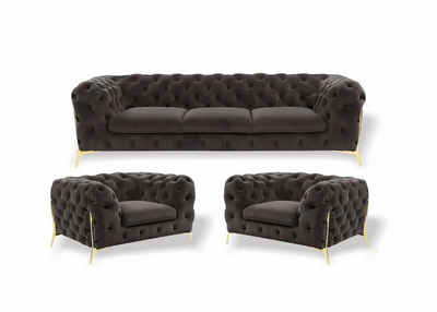 JVmoebel Sofa, Chesterfield luxus Sofa-Set 3+1+1