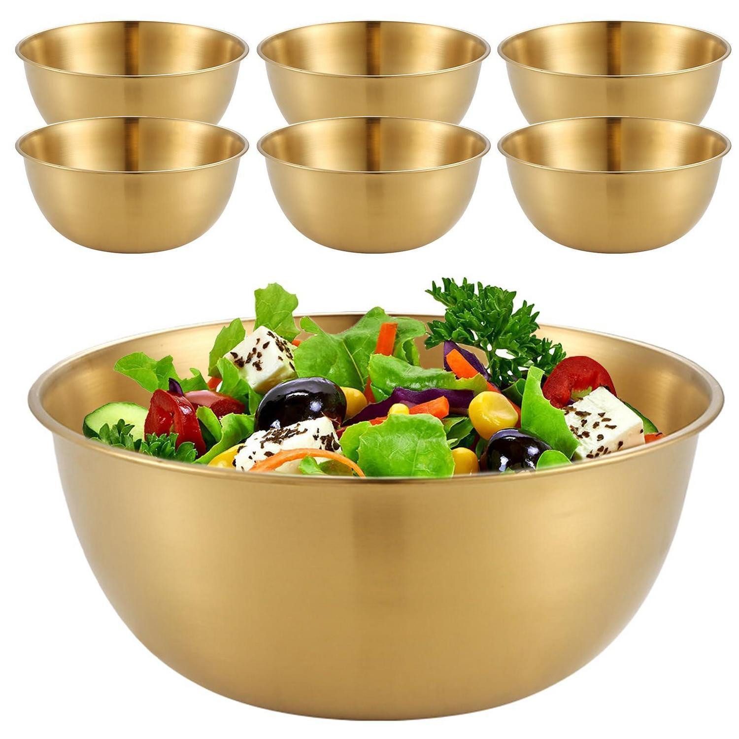 LuxusKollektion Rührschüssel Schüssel Set Edelstahl Ø 17cm 6er Pack Gold, Metall