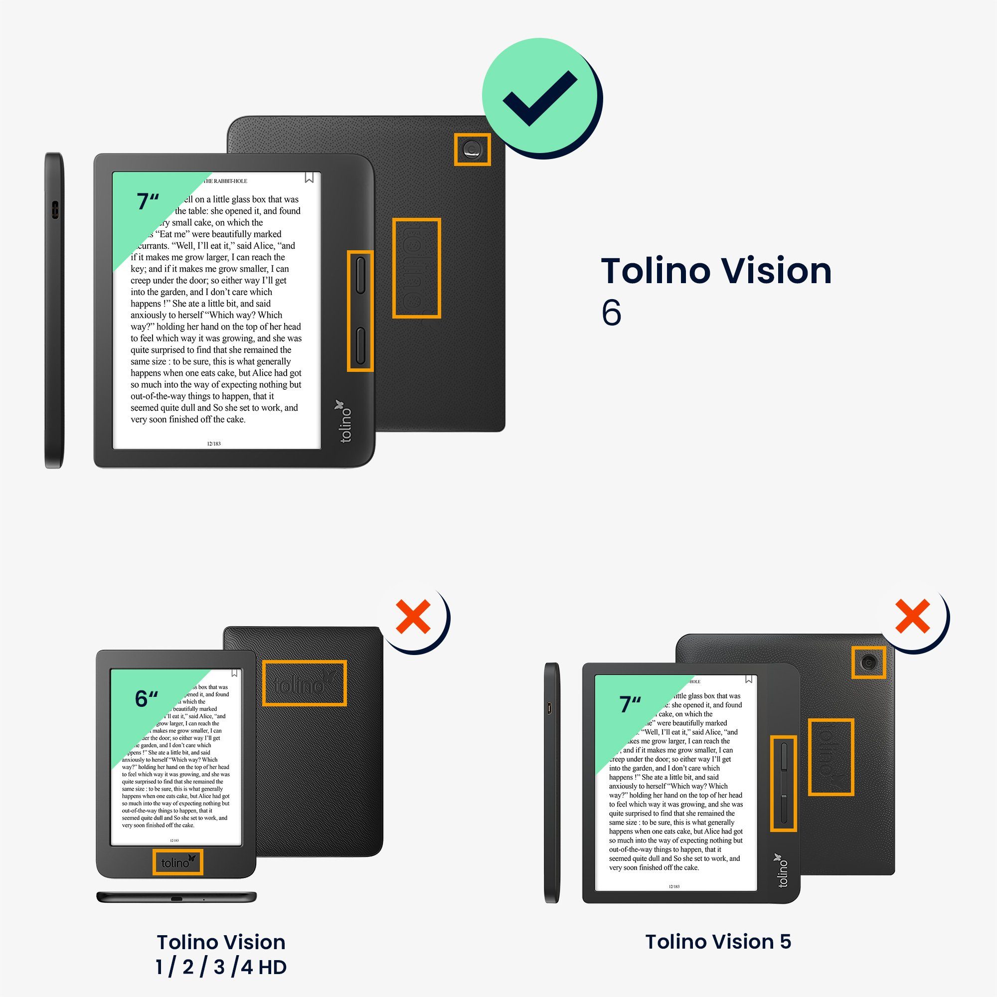 kwmobile E-Reader-Hülle Schutzhülle für Tolino Vision 6 Hülle, eReader Flip Case mit Auto Sleep Funktion – Bild 5 von 5