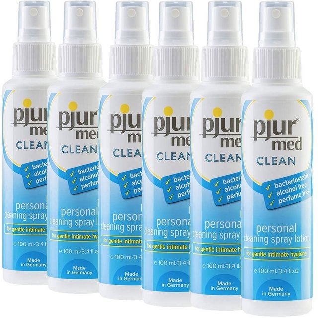 pjur MED Clean – Personal Cleaning Spray Lotion Toy-Reiniger (6 Flaschen mit je 100ml, [- antibakterielles Hygiene-Spray ohne Alkohol)