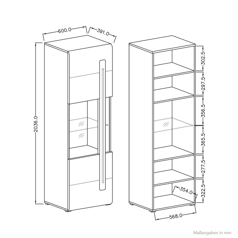 Lomadox Vitrine TURDA-83 nschrank Eiche Grandson Nb. moderner Stil, B/H/T: ca. 60/204/39 cm – Bild 4 von 5