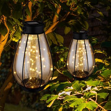 Globo LED Solarleuchte, LED-Leuchtmittel fest verbaut, Warmweiß, Solarleuchte Gartendeko Außenlampe Laterne LED Lichterkette Glas