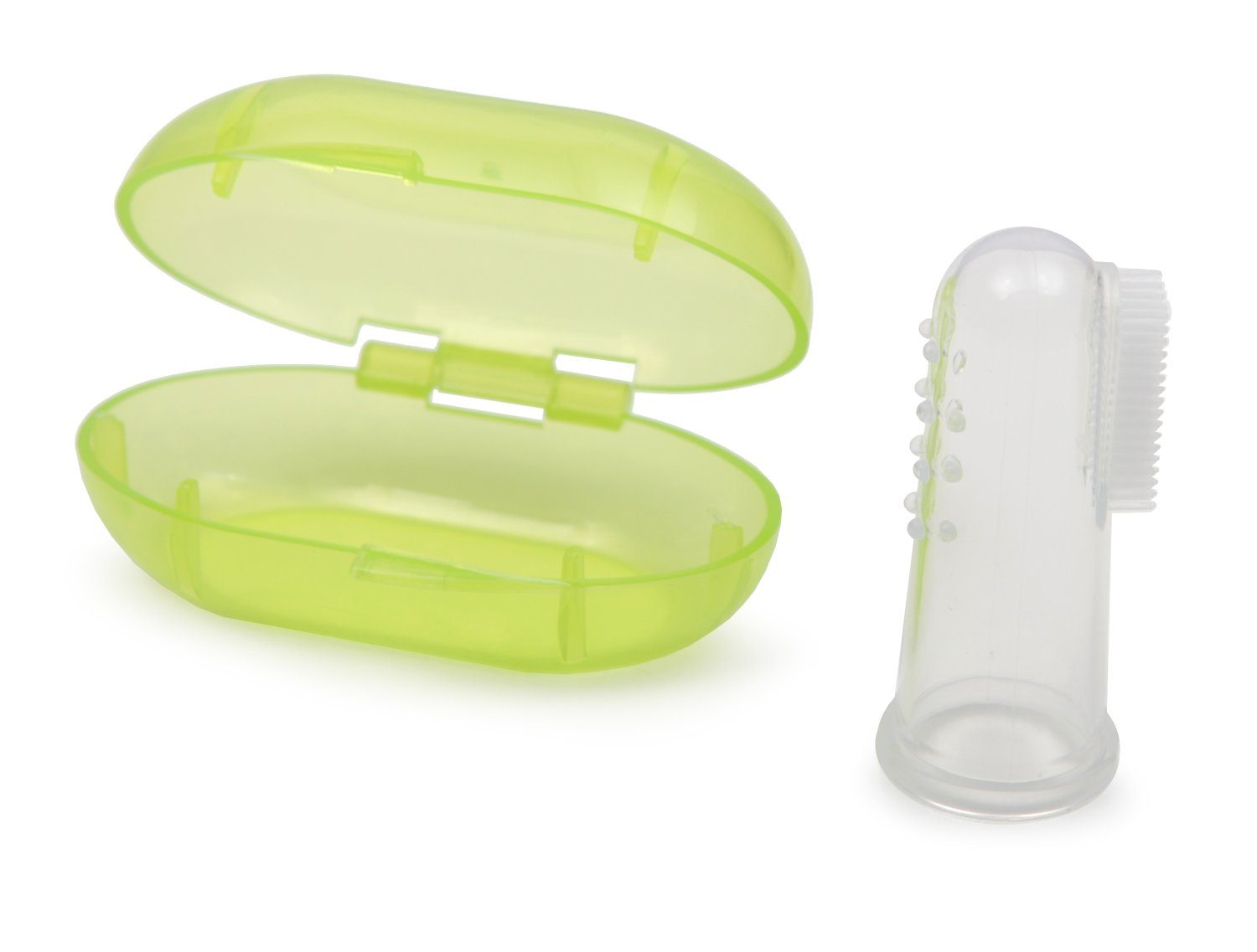 Moni Beißring Silikon Zahnbürste mit Aufbewahrungsbox, mit einer Aufbewahrungsbox für Babys, eine Fingerzahnbürste