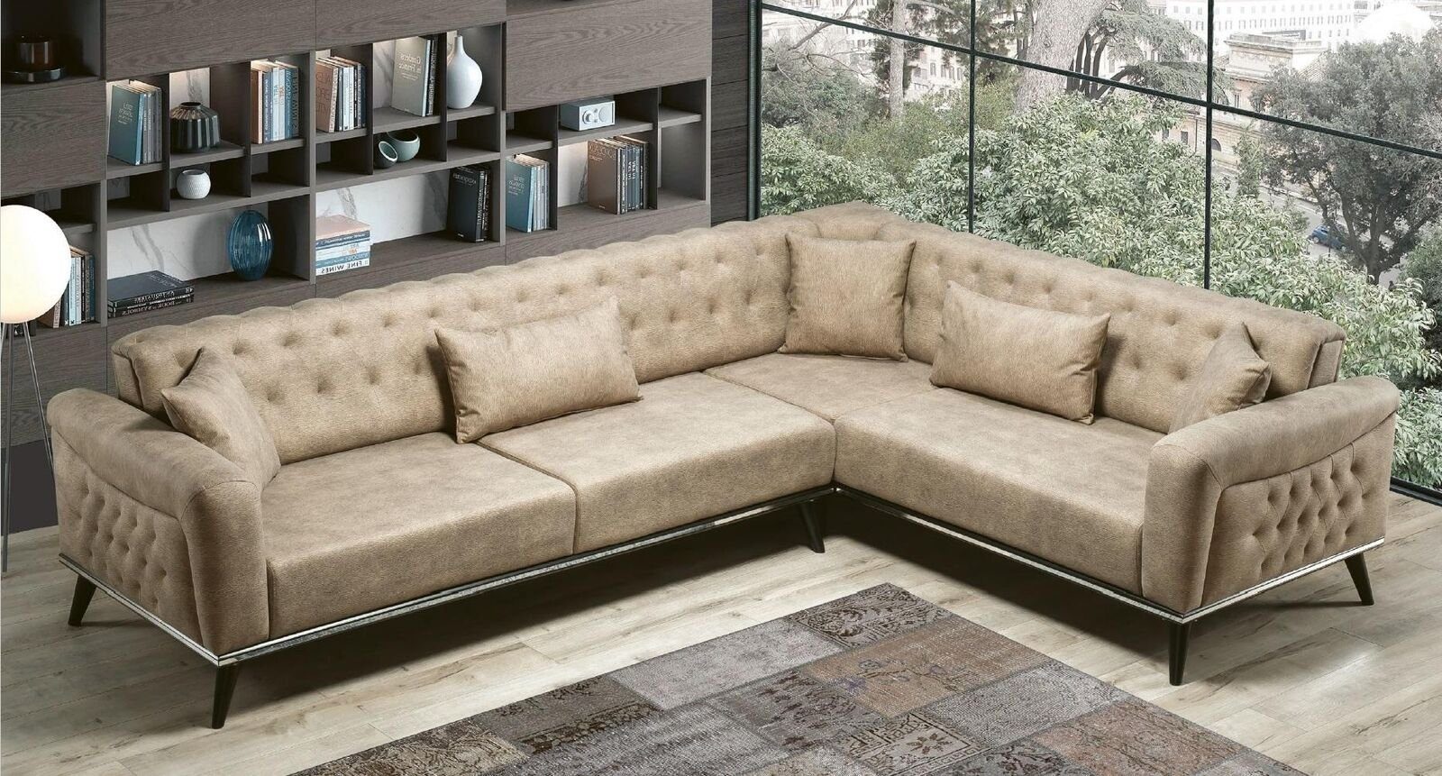 JVmoebel Ecksofa, Sofa Couch Beige Wohnzimmer Set Design Modernes Sofa Eck