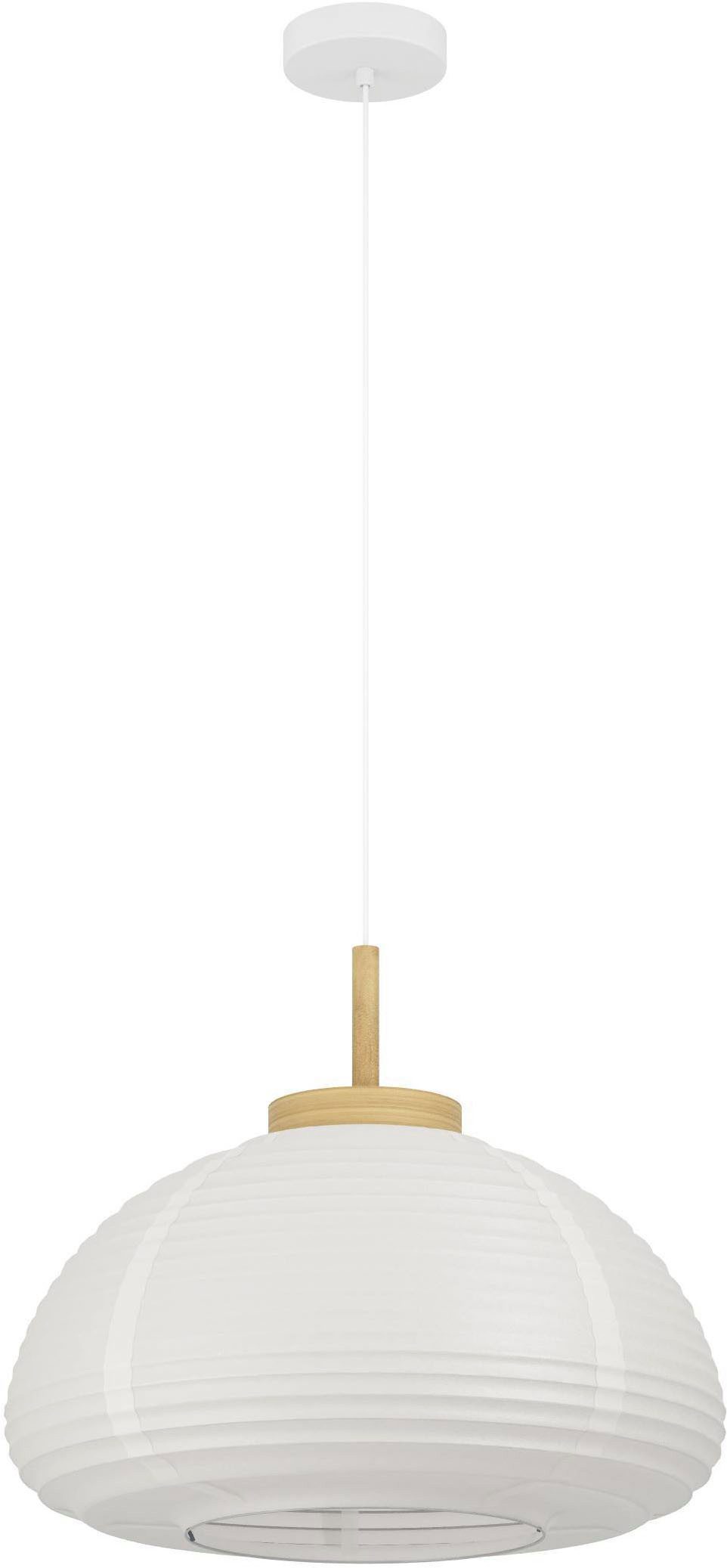 EGLO Hängeleuchte Summerhill Hängelampe 1-fach, Japan-Stil, Metall, Holz und Papier, E27, ohne Leuchtmittel, Hängeleuchte - H110 x Ø40 cm - weiß, braun - 1X40W exkl.