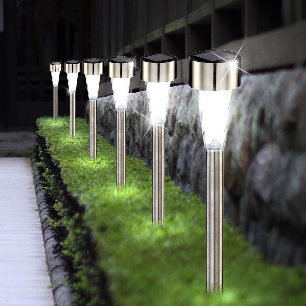 GLOBO LIGHTING LED Gartenleuchte, LED-Leuchtmittel fest verbaut, Warmweiß, 6er Set LED Solarleuchten Gartenleuchten IP44 Außenleuchten Lampen