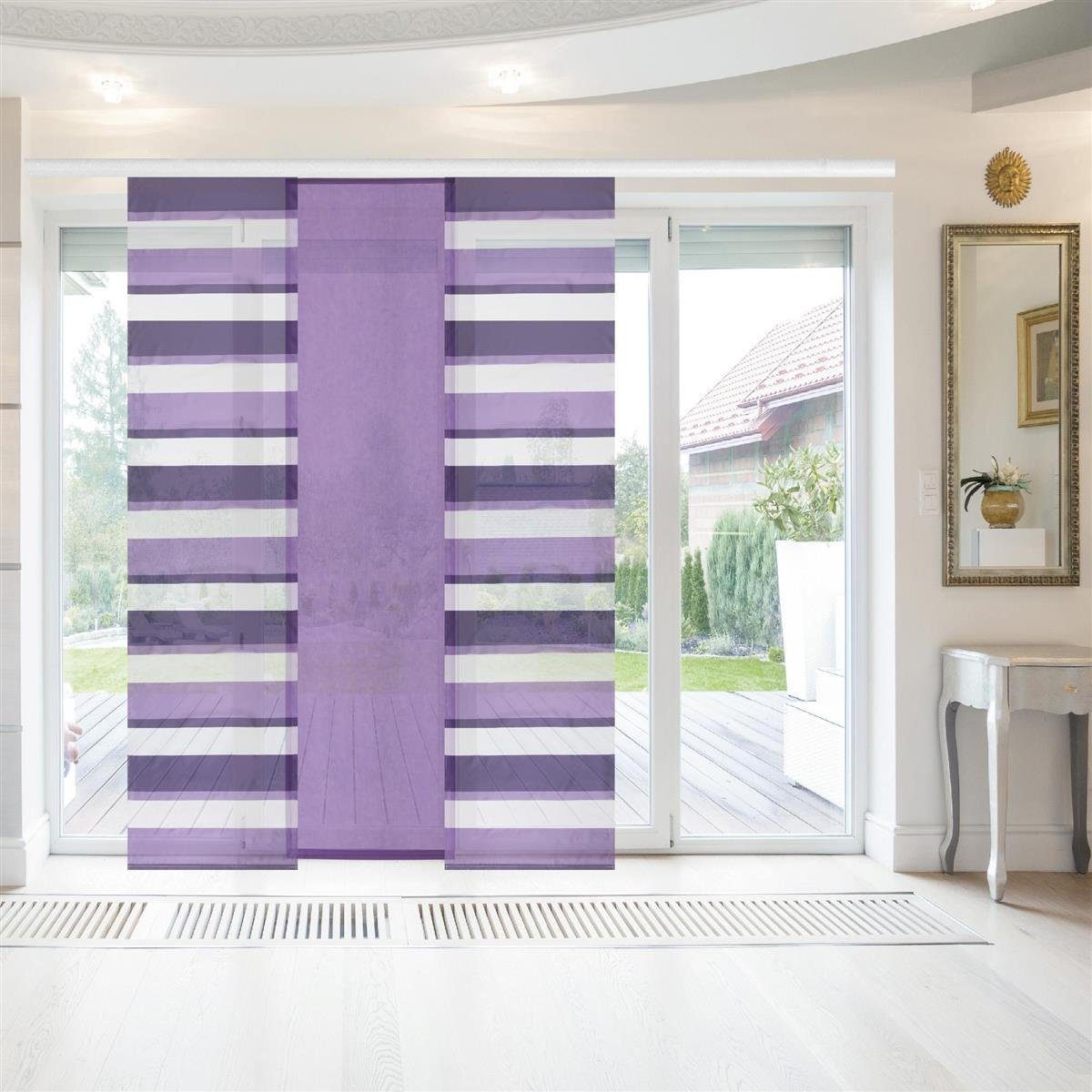 Vorhang, Bestlivings, Klettband (3 St), Transparente Schiebegardine 60cm x 260cm (BxL), mit Klettband