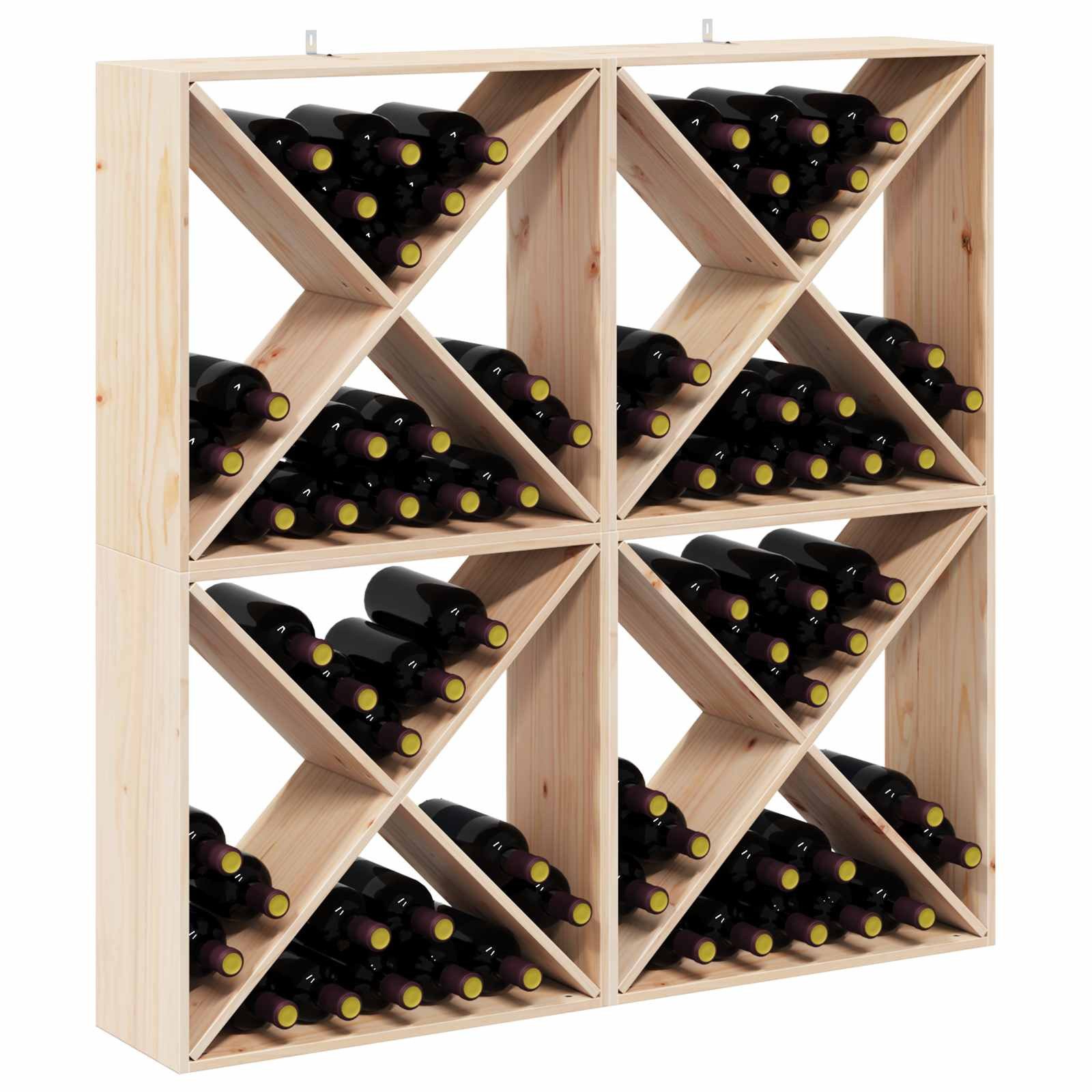 vidaXL Barschrank Weinregal 4 Stk. Natur 62 x 25 x 62 cm Massives Kiefernholz (4-St)