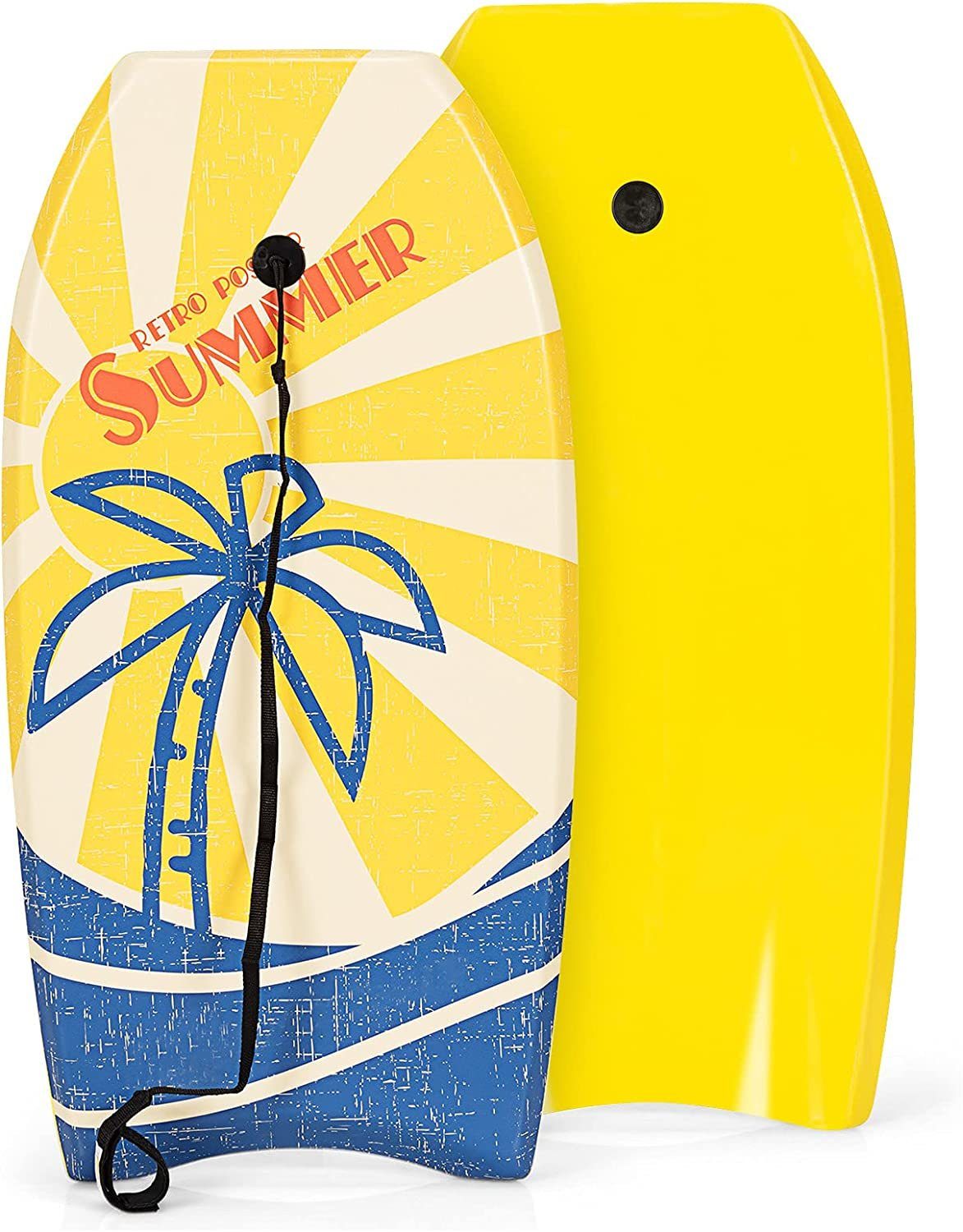 KOMFOTTEU Bodyboard mit Fuß-Zugseil, (1 tlg), 93x47cm gelb