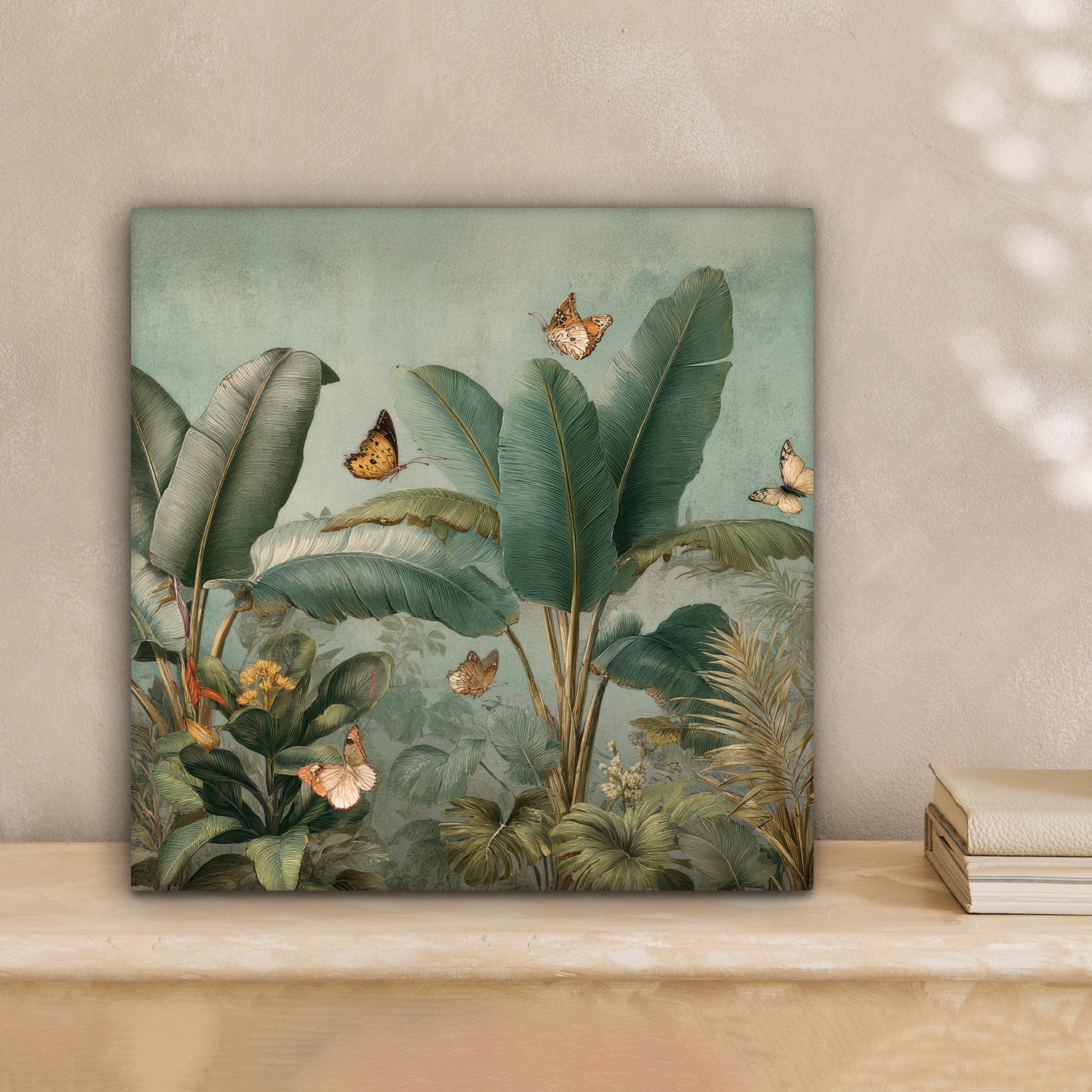 OneMillionCanvasses® Leinwandbild Tropisches Blattwerk - Schmetterlinge - g günstig online kaufen