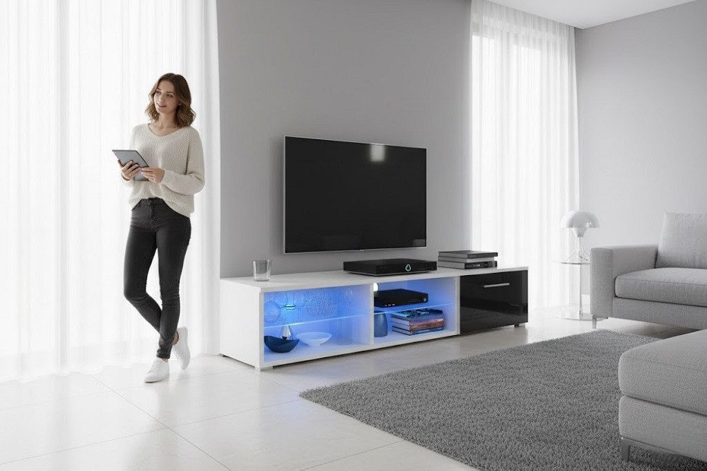 JVmoebel Lowboard rtv Sideboard aus Holz in Weiß mit Stauraum für TV und Medien (1 St., 1x Lowboard), Made in Europa