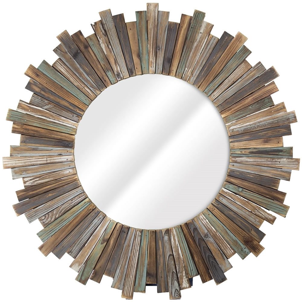 Mucola Wandspiegel Wandspiegel 90 CM Holz Shabby Braun Flurspiegel Hängespi günstig online kaufen