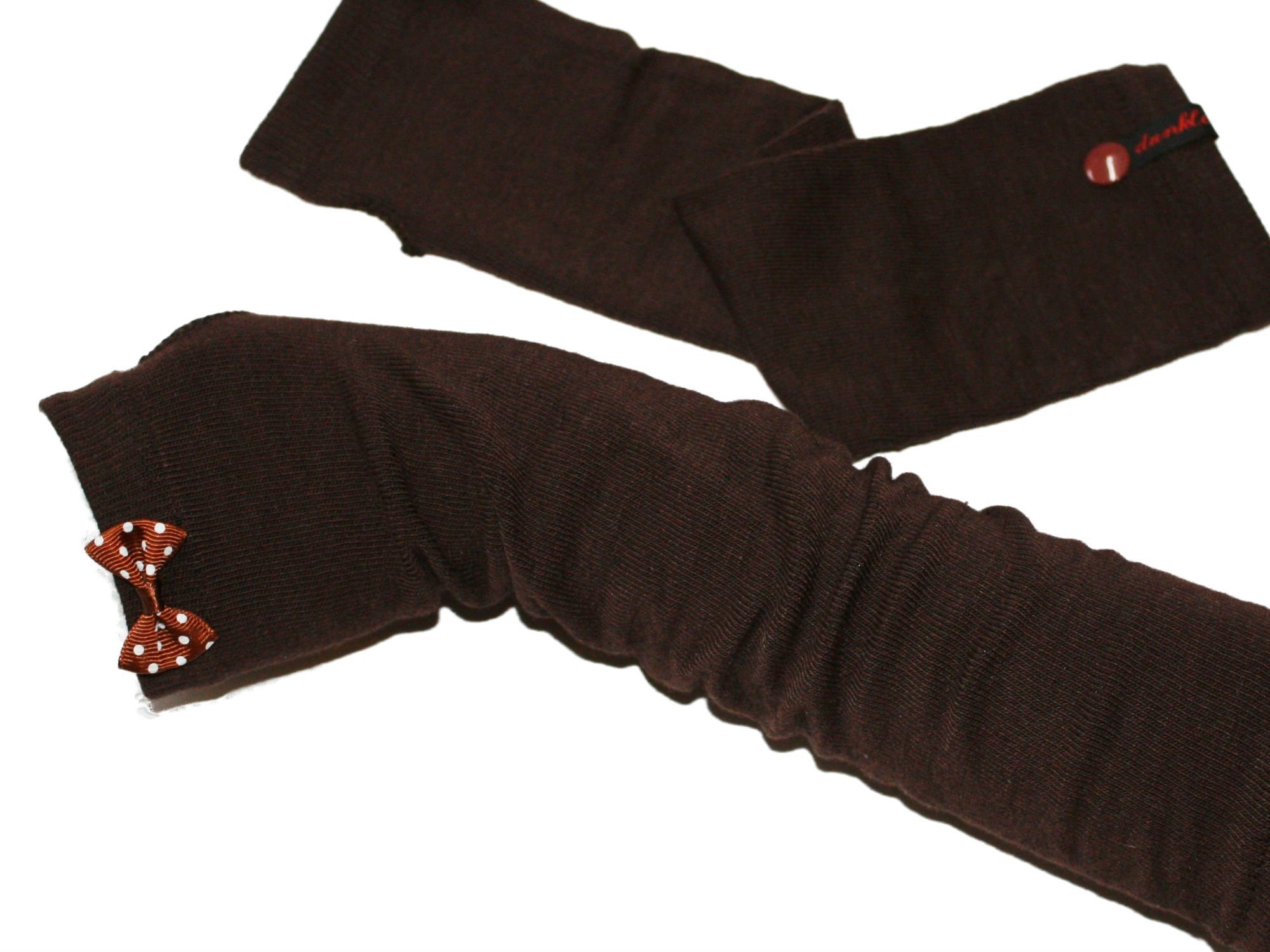 dunkle design Strickhandschuhe Fingerlos Farbwahl mit Schleife