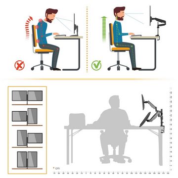 RICOO TS9611 Monitor-Halterung, (bis 32 Zoll, Tischhalterung 2 Monitore Gasfeder Dual Monitorständer Bildschirm)