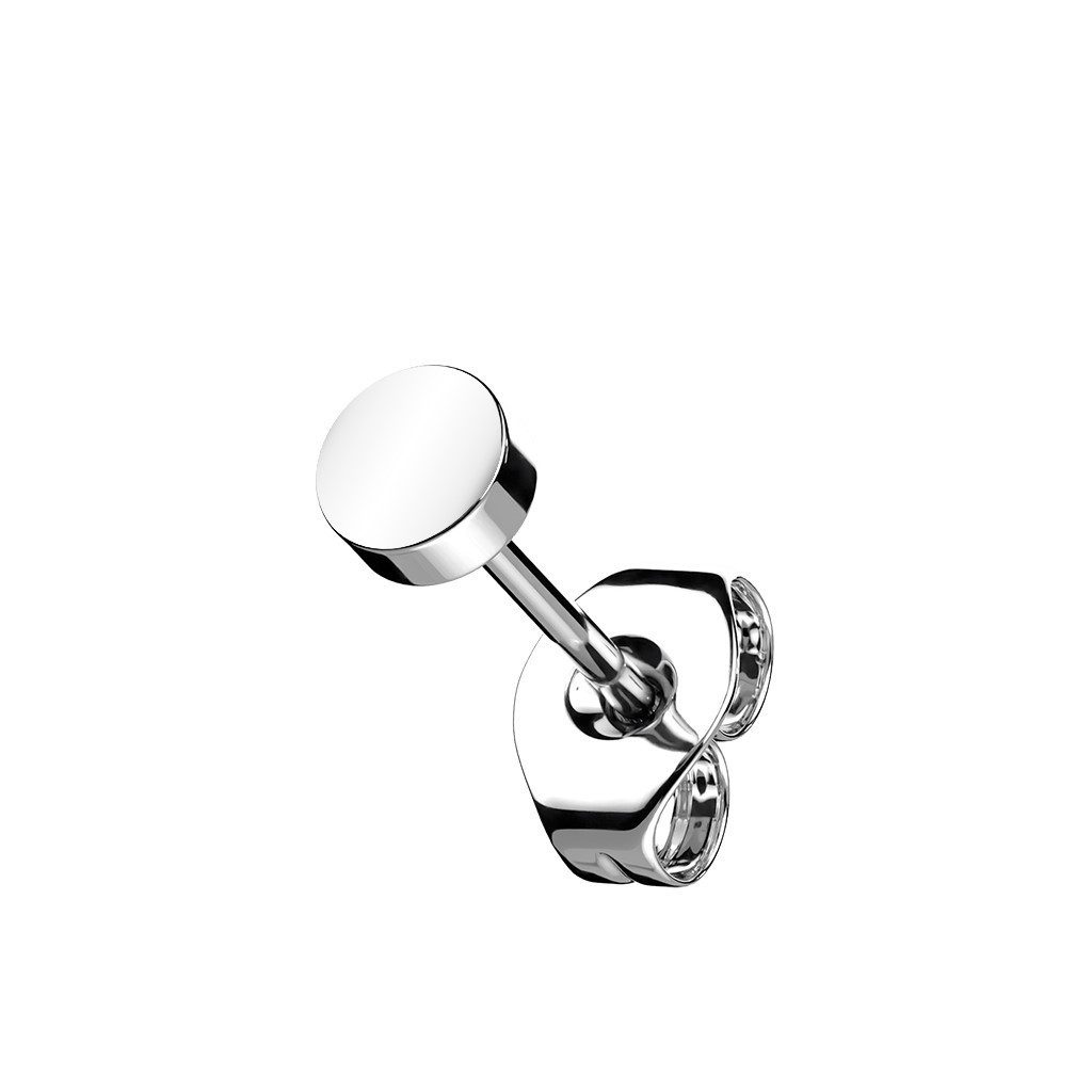 BUNGSA Ohrring-Set einzelner Ohrstecker rund 4mm Silber aus Titan Unisex (1 Stück, 1-tlg), Ohrschmuck Ohrringe