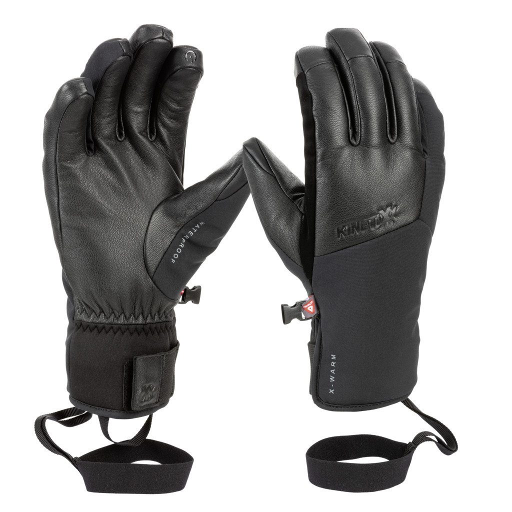 Kinetixx Skihandschuhe KinetiXx Beydo, Warmer PrimaLoft® Leder-Skihandschuh (in Schwarz und Mustard) Winddicht, Touchscreen kompatibel, Wasserdicht, Nachhaltig, Extra
