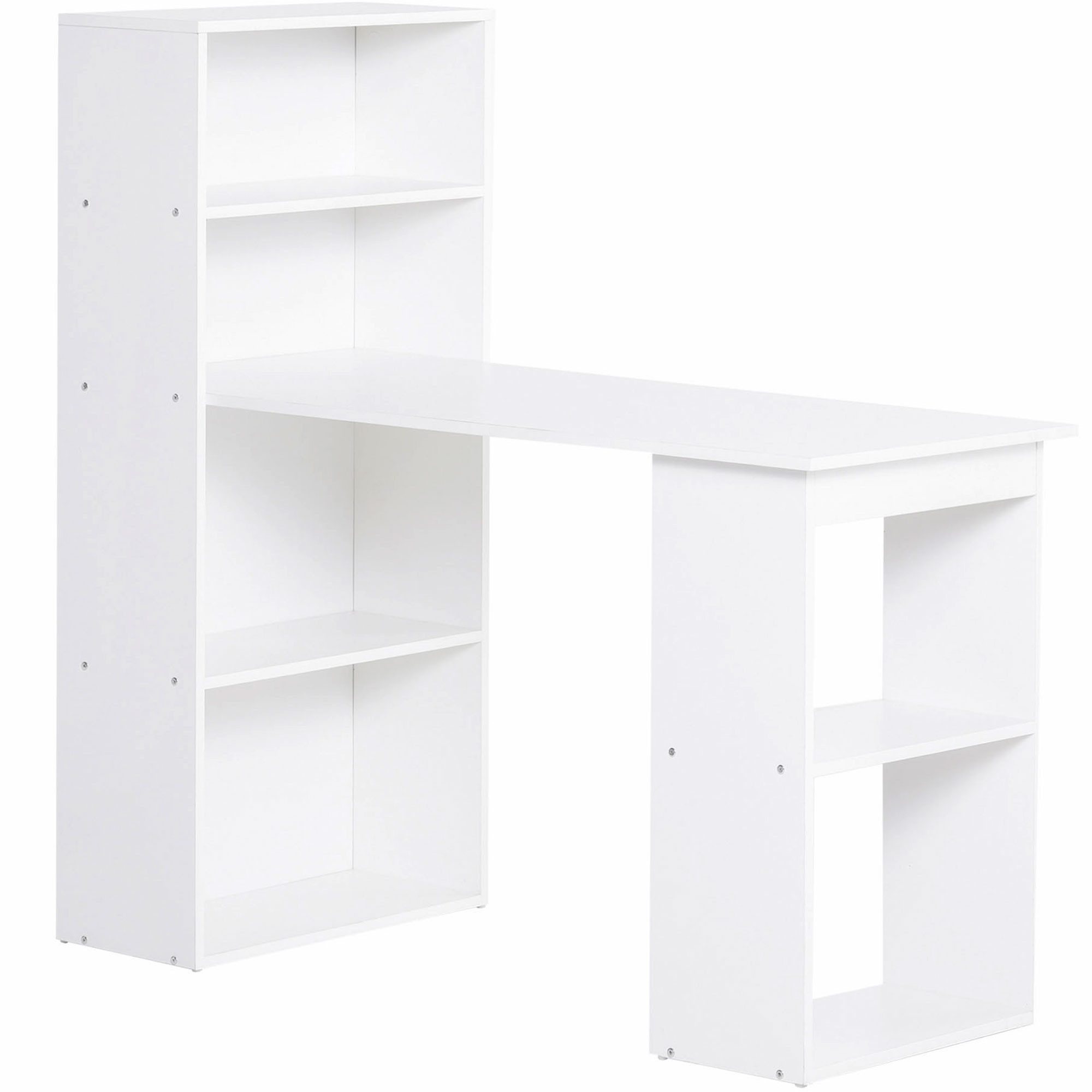 MC Star Schreibtisch Küchentisch mit Regal 120x55cm Computertisch Laptoptisch (Arbeitstisch in Weiß für Büro & Home Office)