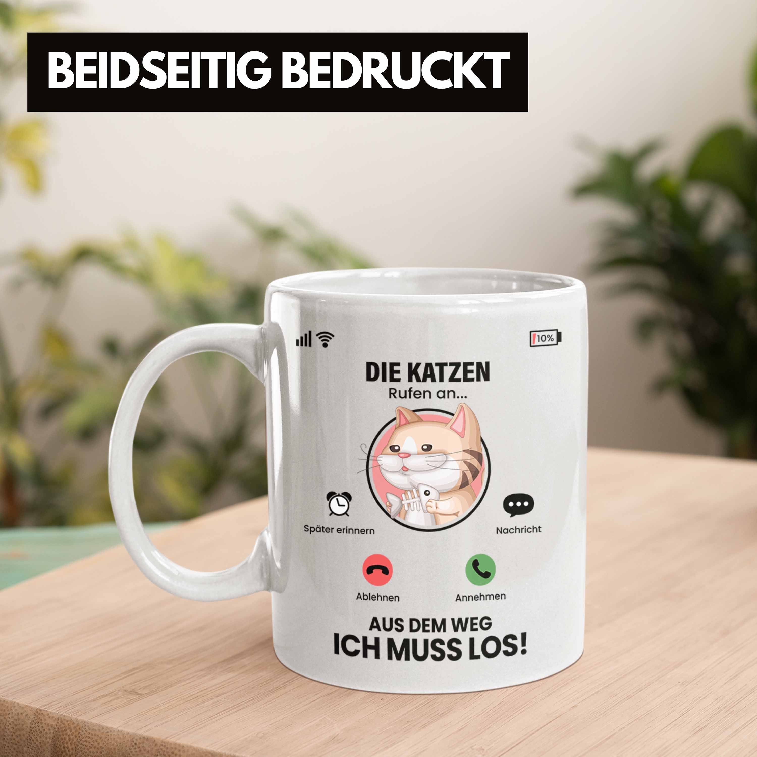 Trendation Tasse Weiss Besitzer Tasse für Geschenk An Züchter Katzen Geschen Die Katzen Rufen