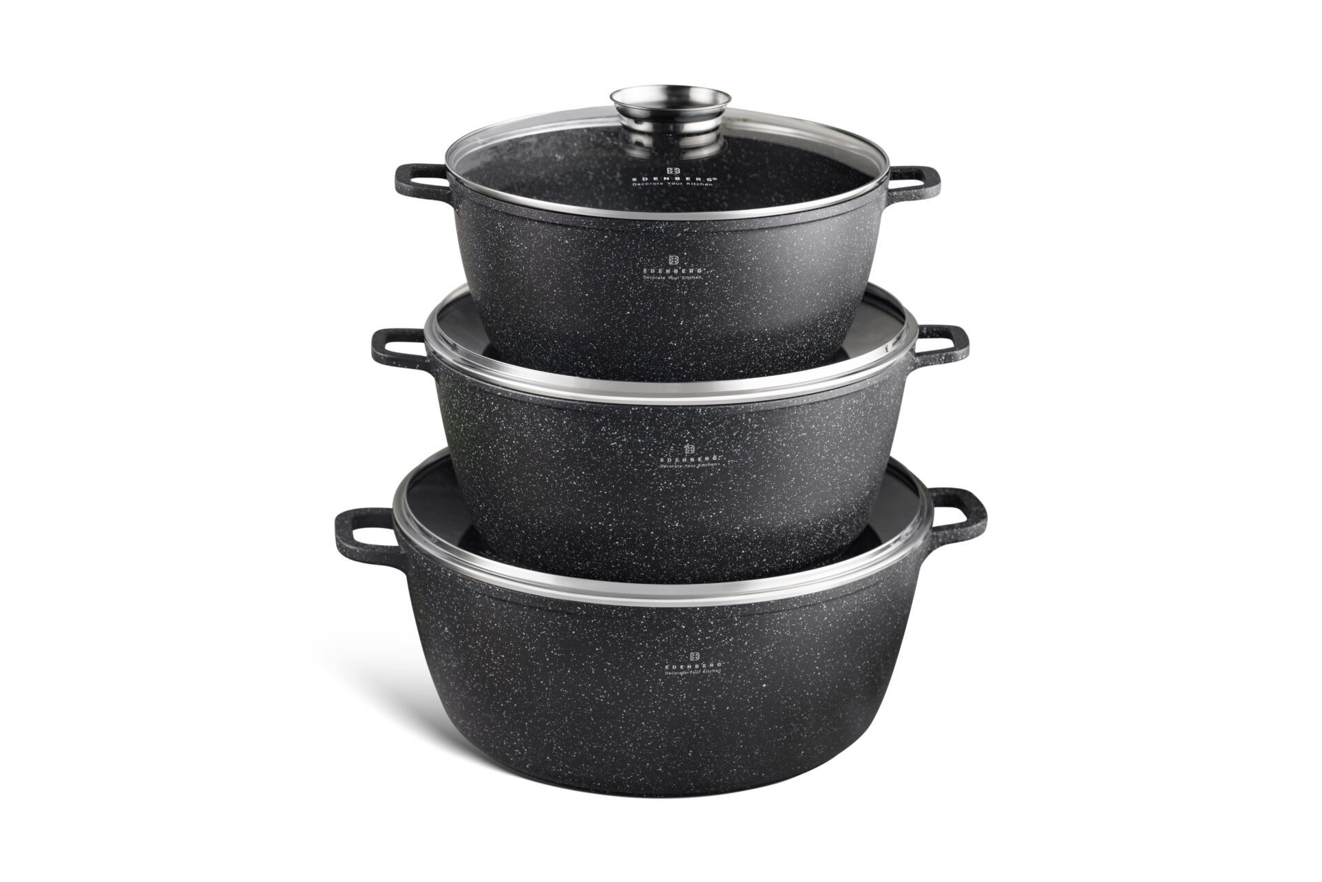 Edenberg TopfSet Schwarze Töpfe, große Töpfe, Suppentöpfe, Keramik