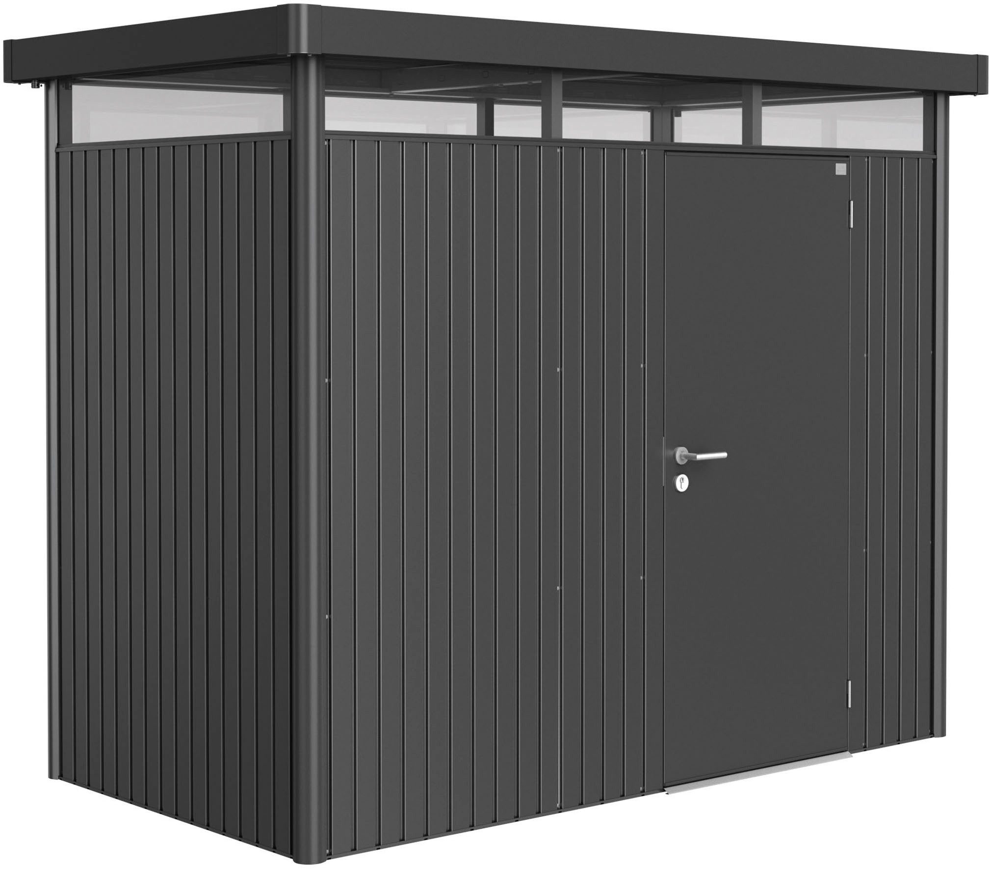 Biohort Gerätehaus HIGHLINE Gr. H1, verschiedene Farben, BxT: 275x155 cm, stylisches Metall-Gartenhaus mit Flachdach