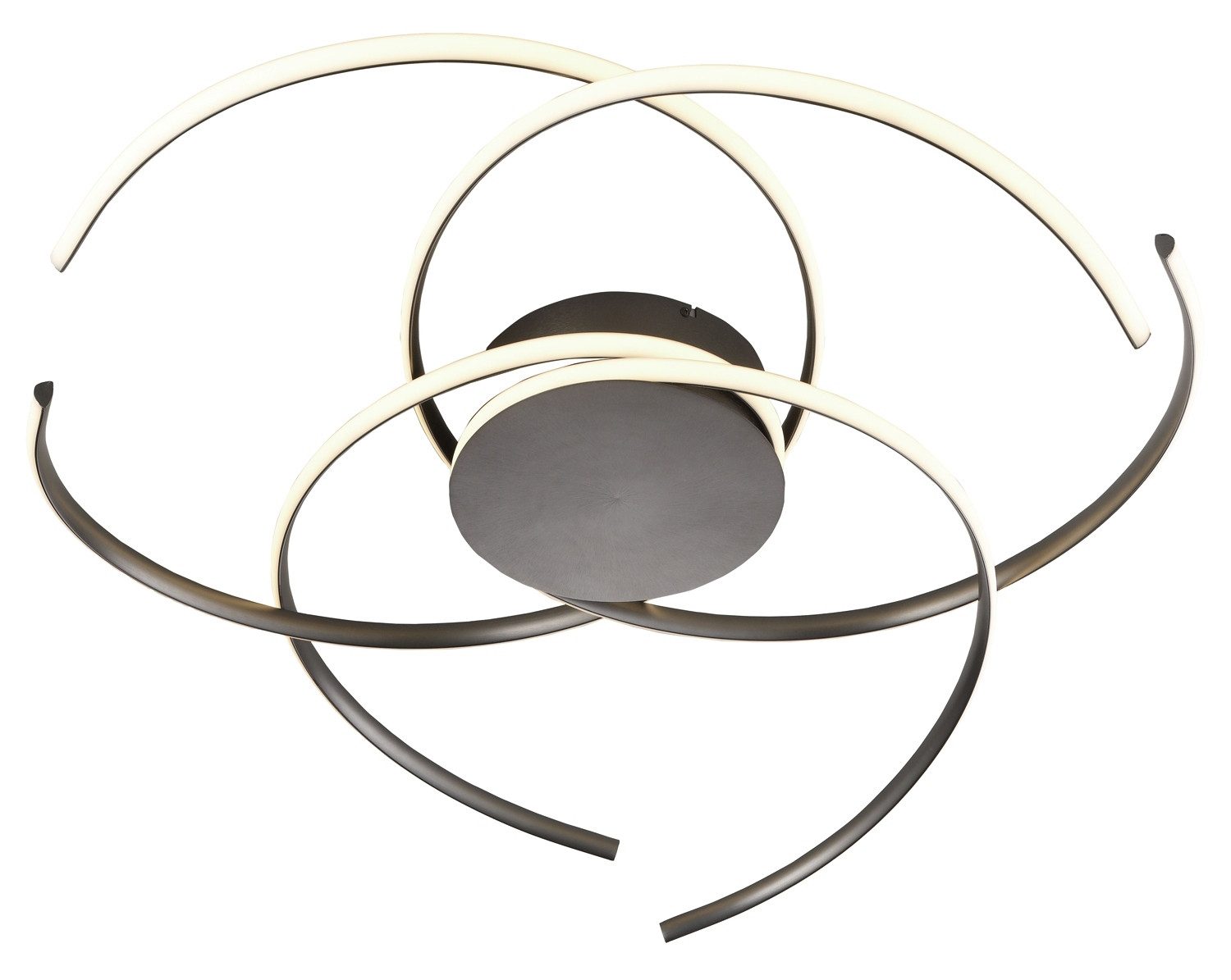 casa NOVA LED Deckenleuchte NALA, Ø 90 cm, 2-flammig, Grau, Aluminium, Stahl, Dimmfunktion, Memoryfunktion, LED fest integriert, Extra-Warmweiß